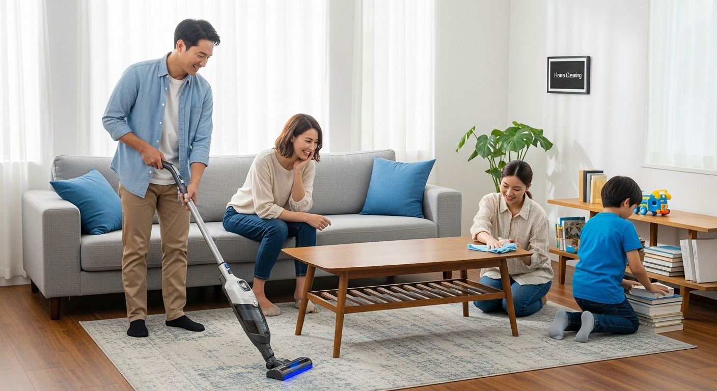 home cleaning family livingroom