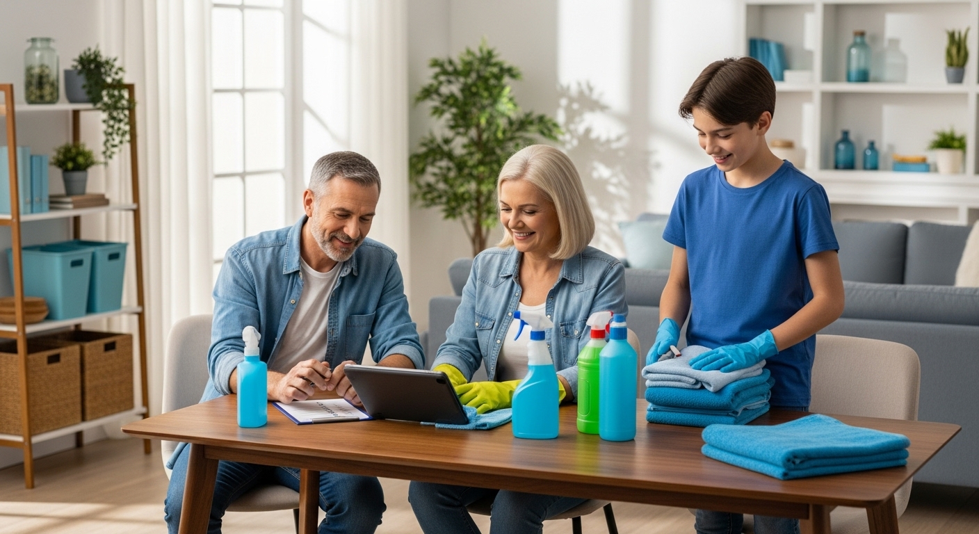 spring cleaning, checklist, family cleaning