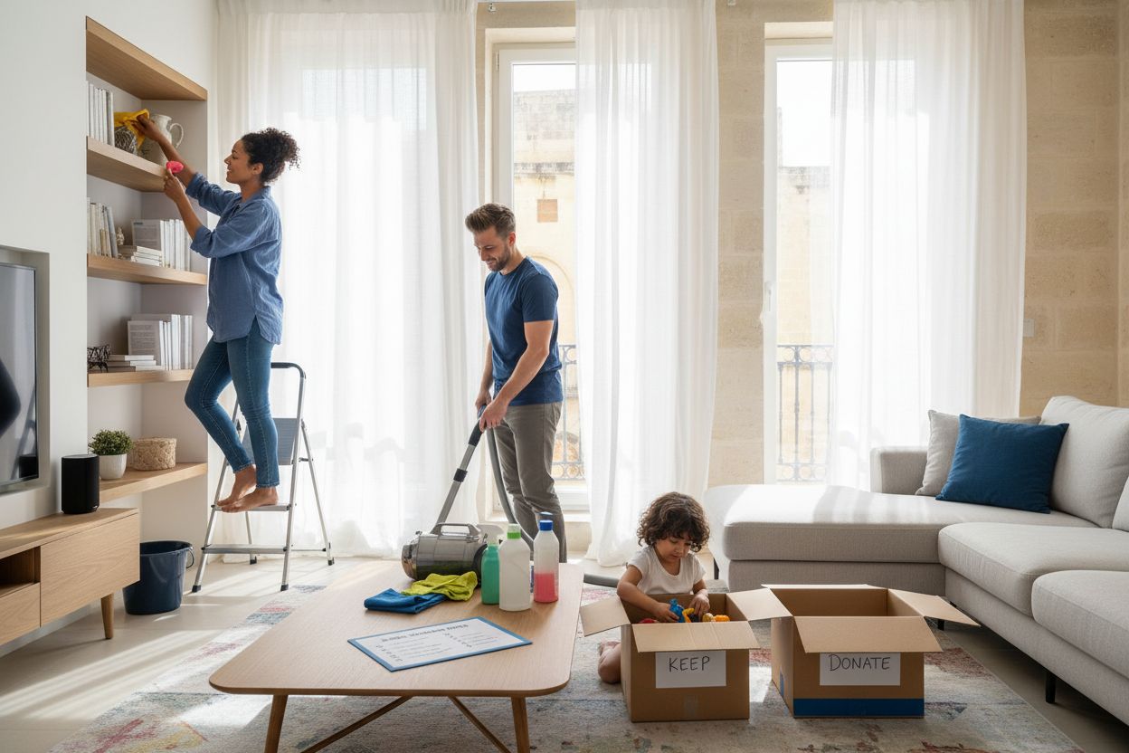 spring cleaning, modern home, family cleaning