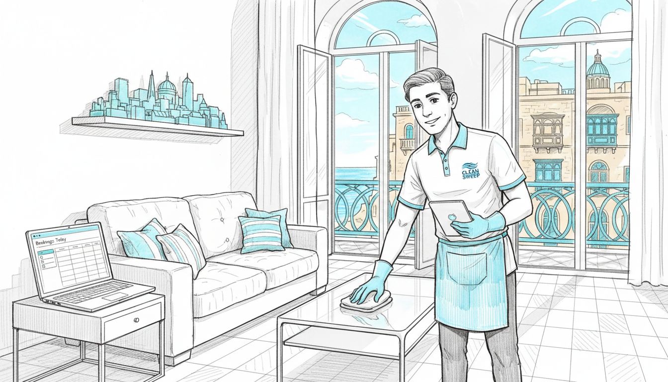 Cleaner confirms online booking in Maltese home