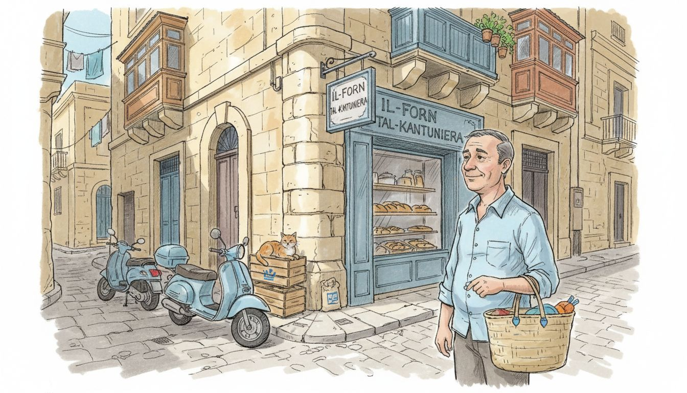 Man shopping at Maltese bakery in Valletta
