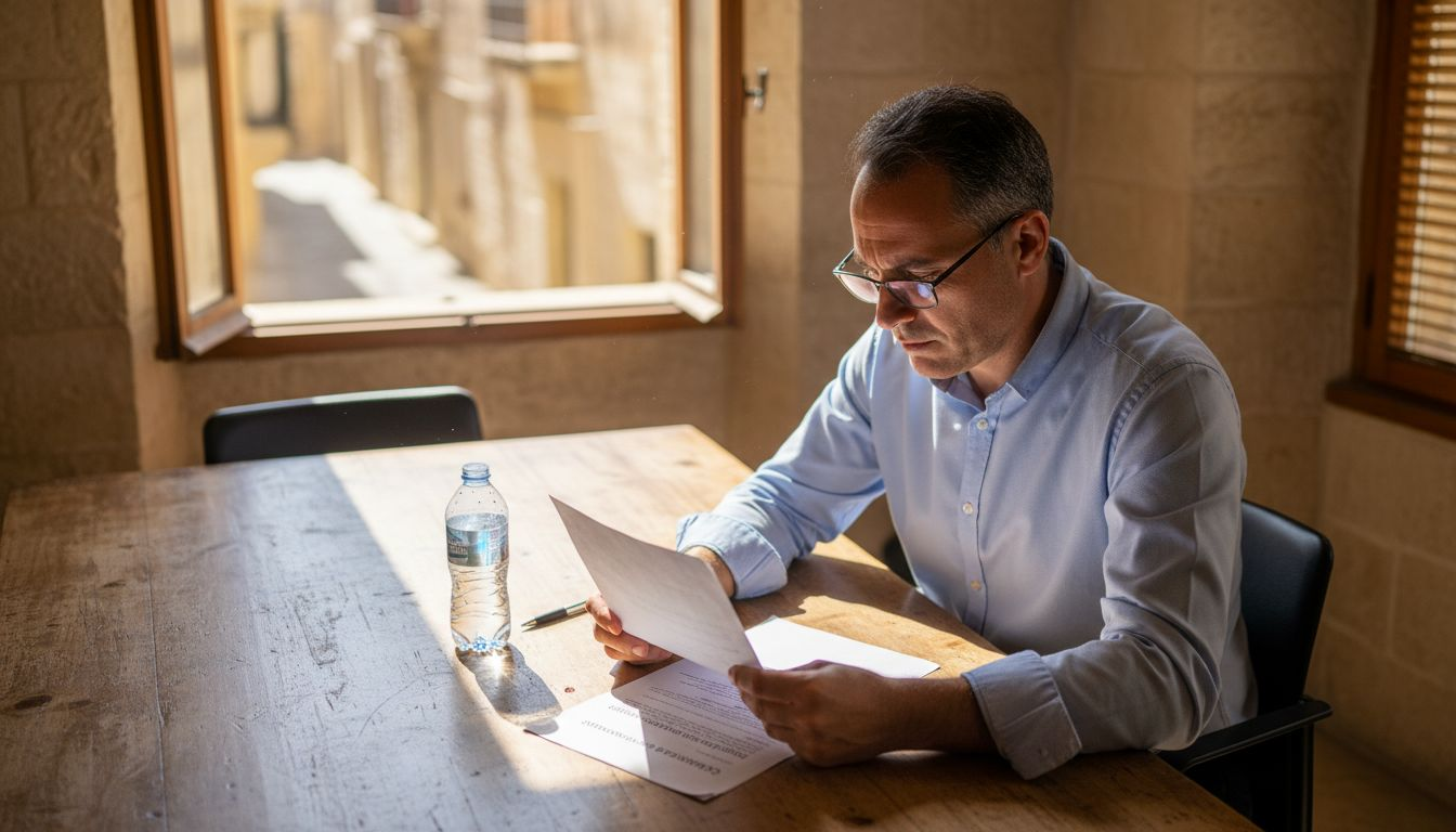 Manager reviewing cleaning contract in Malta