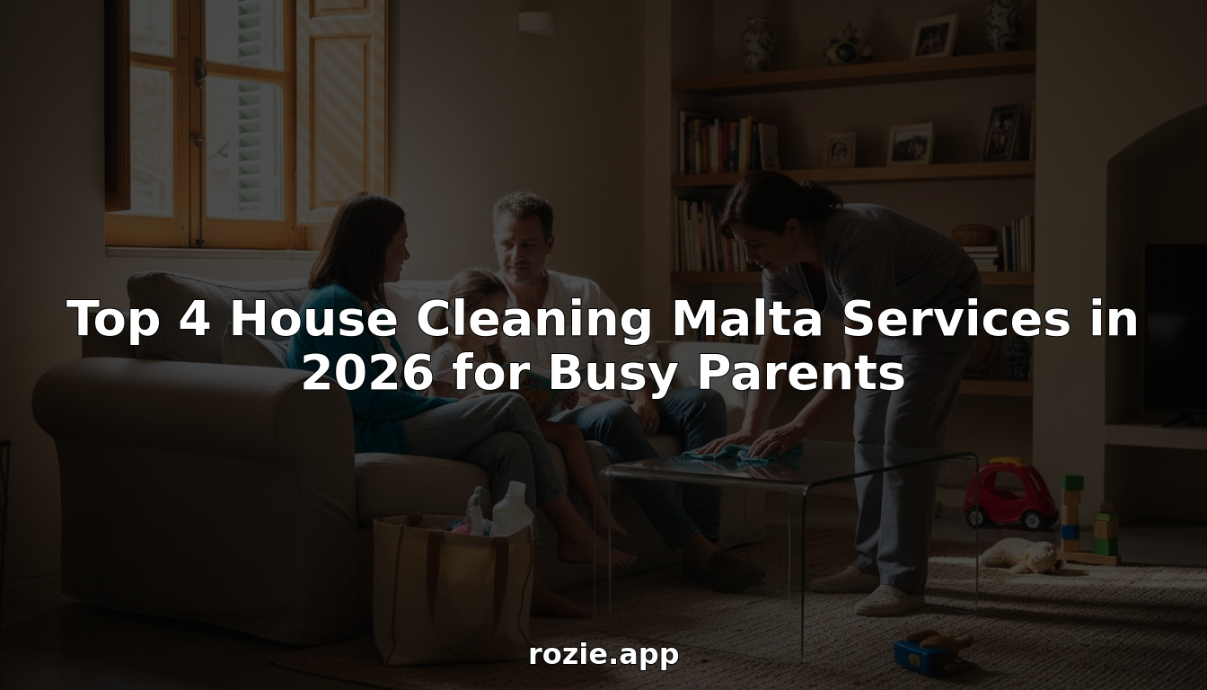 Family in Malta living room with cleaning professional