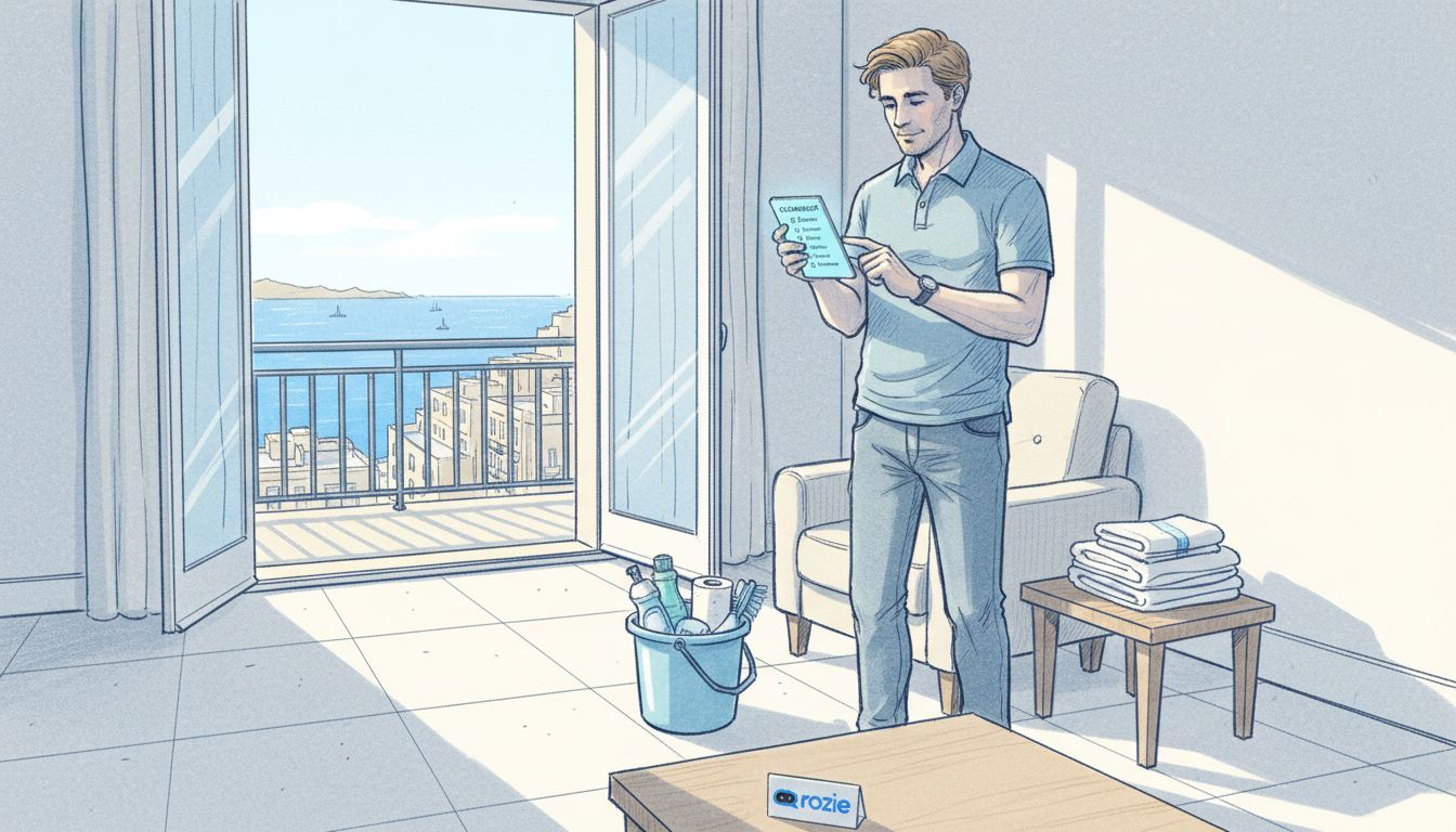 Airbnb host with checklist in Malta apartment