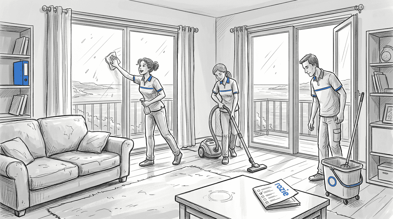 Cleaners working in lived-in St Pauls Bay apartment