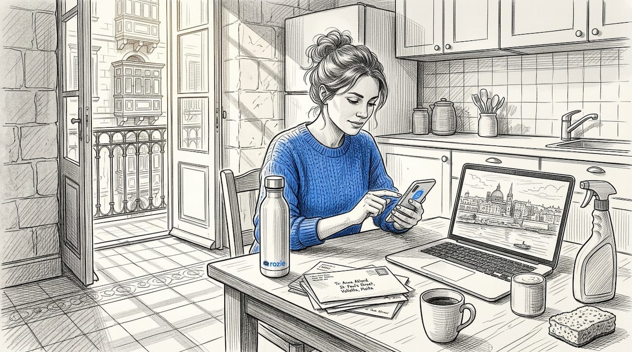 Woman using app to book cleaning service