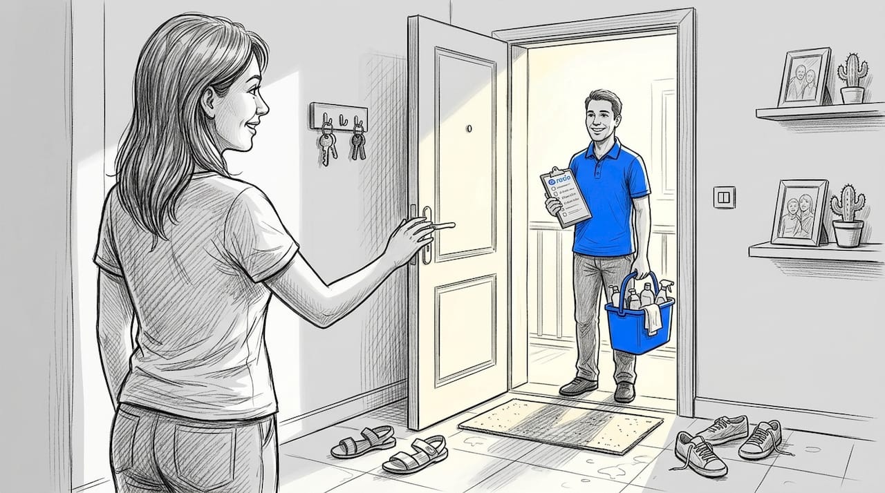 Cleaner arriving for deep cleaning service Malta