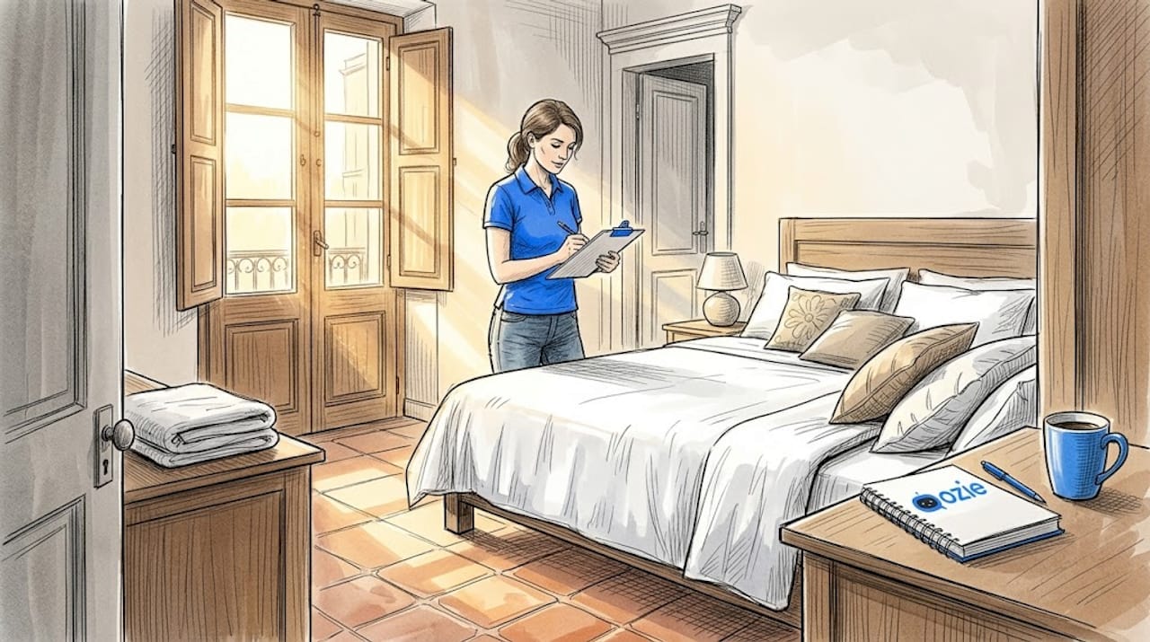 Airbnb host checking fresh linen in Malta apartment