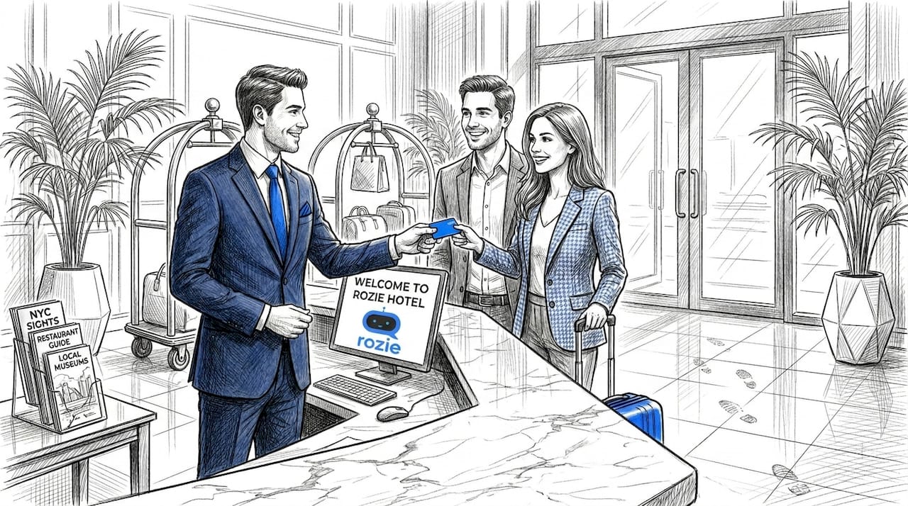 Couple checks in at Malta hotel reception desk