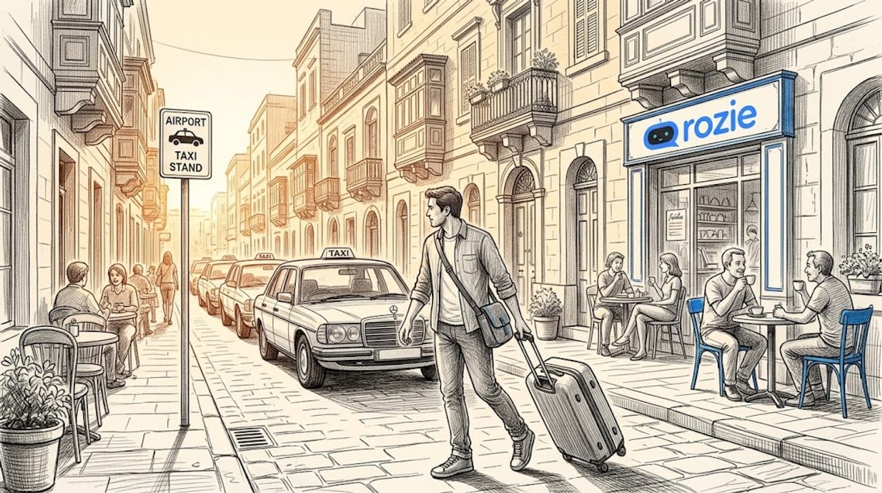 Traveler arriving for Malta airport taxi