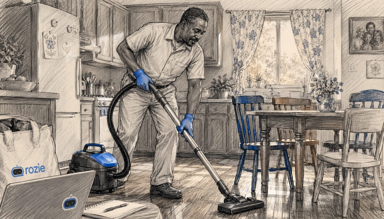 Professional cleaner vacuuming home carpet