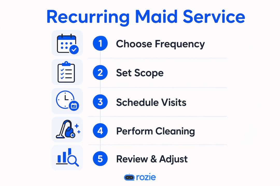 Infographic showing recurring maid service steps