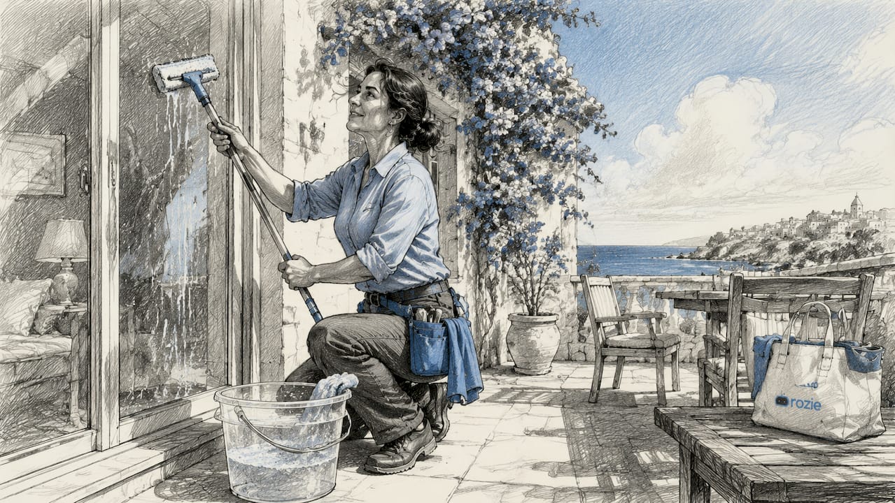 Window cleaner washing sea salt solution window Malta