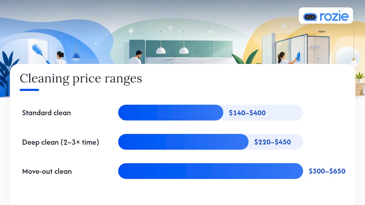 Standard and deep cleaning cost comparison